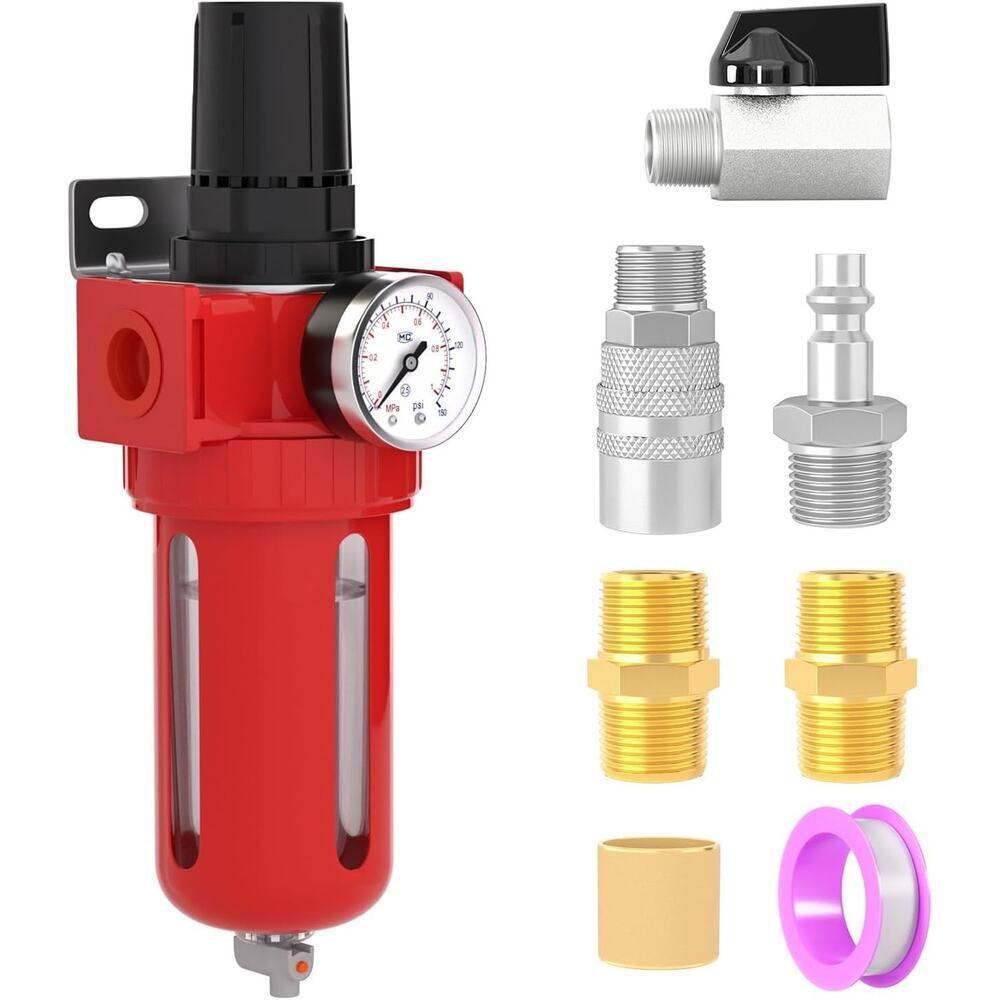 Aluminium Air Compressor Moisture Filter, Manual Drain Air Line Filter, 1/4" ...